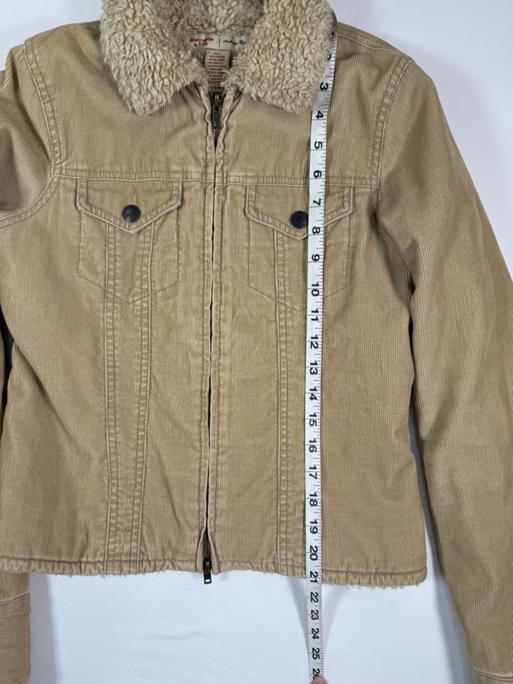 VINTAGE ABERCROMBIE & FITCH Womens Sherpa Corduroy Jacket S Y2K Trucker Western - Picture 15 of 16